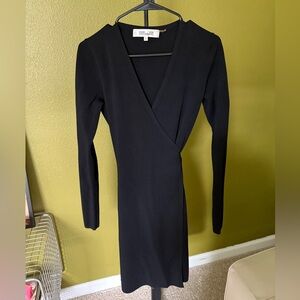 Diane von Furstenberg Black Long Sleeve Wrap Dress size Small